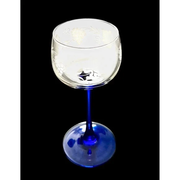 Set Of 4 Vintage Luminarc Cobalt Blue Stem 6-3/8" Cordial Glasses - Picture 3 of 6